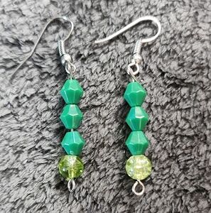 Green Beaded Earrings